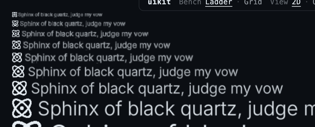 MSDF small text at 1x, magnified: soft edges